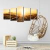 image:imageWieco Art Sunrise Canvas Prints Wall Art Ocean Sea Beach Pictures Paintings for Living Room Bedroom Dining Room Home Decoration 5 Piece Modern Stretched and Framed Giclee Beige Red Landscape Artwork