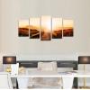 image:imageWieco Art Sunrise Canvas Prints Wall Art Ocean Sea Beach Pictures Paintings for Living Room Bedroom Dining Room Home Decoration 5 Piece Modern Stretched and Framed Giclee Beige Red Landscape Artwork