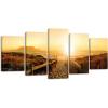 image:imageWieco Art Sunrise Canvas Prints Wall Art Ocean Sea Beach Pictures Paintings for Living Room Bedroom Dining Room Home Decoration 5 Piece Modern Stretched and Framed Giclee Beige Red Landscape Artwork