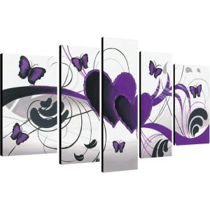 image:imageWieco Art Purple Love Butterfly 5 Panels Modern 100 Hand Painted Stretched and Framed Abstract Romance Artwork Oil Paintings on Canvas Wall Art Ready to Hang for Home Decor 5pcsset10x16inchx2pcs 8x20inchx2pcs 8x24inchx1pc