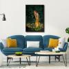 image:imageWieco Art Framed Canvas Wall Art Fairy Tale Midsummer Eve with A Girl and Elves by Edward Robert Hughe Neoclassical Art Nouveau Print Picture for Living Room Home DecorationsBlack Frame