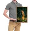 image:imageWieco Art Framed Canvas Wall Art Fairy Tale Midsummer Eve with A Girl and Elves by Edward Robert Hughe Neoclassical Art Nouveau Print Picture for Living Room Home DecorationsNatural Frame