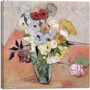 image:imageWieco Art Japanese Vase with Roses and Anemones by Vincent Van Gogh Oil Paintings Reproduction Canvas Prints Artwork Flowers Pictures on Canvas Wall Art for Home and office DecorationsGallery Wrapped