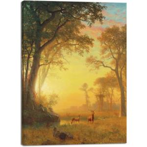 image:imageWieco Art Canvas Prints Wall Art Light in the Forest by Albert Bierstadt Canvas Prints Picture for Living Room Home and Office Decorations