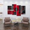 image:imageWieco Art Large 4 Panel Red and Black with Circles Abstract Artwork Canvas Prints Black and Red Pictures Paintings on Canvas Wall Art for Living Room Bedroom Home Decorations P4RAB002XL