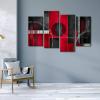 image:imageWieco Art Large 4 Panel Red and Black with Circles Abstract Artwork Canvas Prints Black and Red Pictures Paintings on Canvas Wall Art for Living Room Bedroom Home Decorations P4RAB002XL