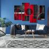 image:imageWieco Art Large 4 Panel Red and Black with Circles Abstract Artwork Canvas Prints Black and Red Pictures Paintings on Canvas Wall Art for Living Room Bedroom Home Decorations P4RAB002XL