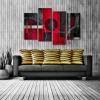 image:imageWieco Art Large 4 Panel Red and Black with Circles Abstract Artwork Canvas Prints Black and Red Pictures Paintings on Canvas Wall Art for Living Room Bedroom Home Decorations P4RAB002XL