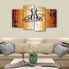 image:imageWieco Art Large 4 Piece Modern Stretched and Framed Giclee Canvas Prints Abstract African Figures Dancing Oil Paintings Style Pictures on Canvas Wall Art for Living Room Bedroom Home Decorations
