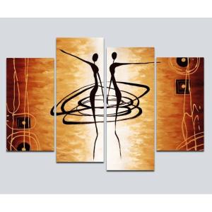 image:imageWieco Art Large 4 Piece Modern Stretched and Framed Giclee Canvas Prints Abstract African Figures Dancing Oil Paintings Style Pictures on Canvas Wall Art for Living Room Bedroom Home Decorations