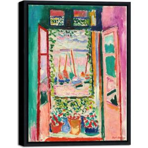 image:imageWieco Art Framed Canvas Print Wall Art Open Window Collioure 1905 by Henri Mattise Abstract Colorful Art Matisse Posters Canvas Prints for Wall and Home Decorations Black Frame